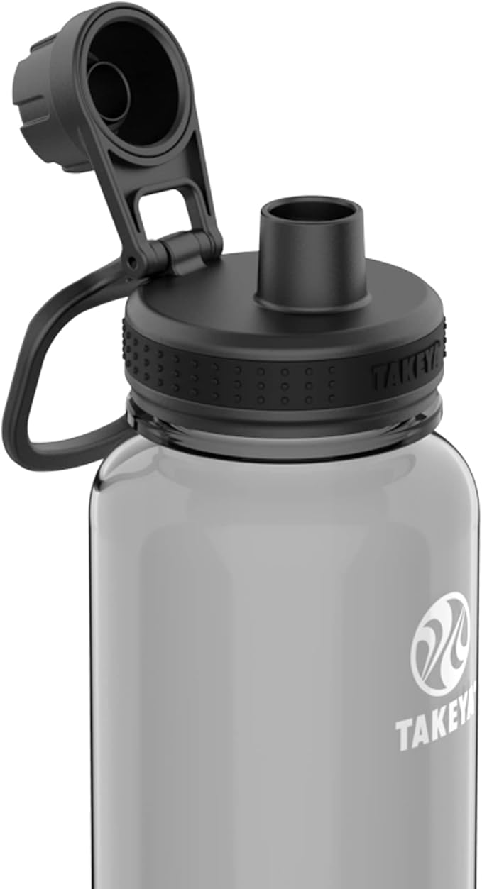 Takeya Tritan Sport Water Bottle with Spout Lid - BPA-Free & Dishwasher-Safe Water Bottle - Reusable Bottle with Lid Handle - Simple Leak-Proof Water Bottle - 32 oz, Stormy Black