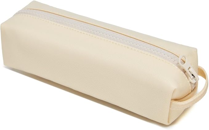 Pencil Case Soft School Pencil Pouch Bag for Easy Carry Stylish and Durable (Cream)