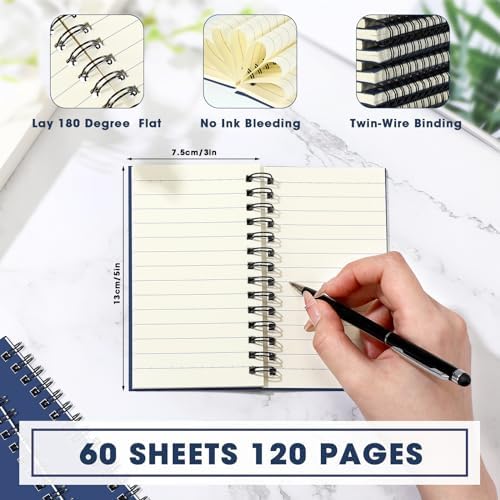 Jutom 100 Pcs Small Spiral Notebook Memo Pad 3x5, Dark Blue