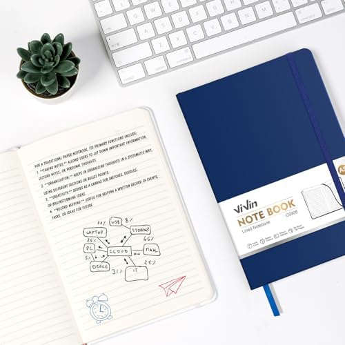 ViVin A5 Hardcover Lined Notebook,192 pg College Ruled 5.5x8.3