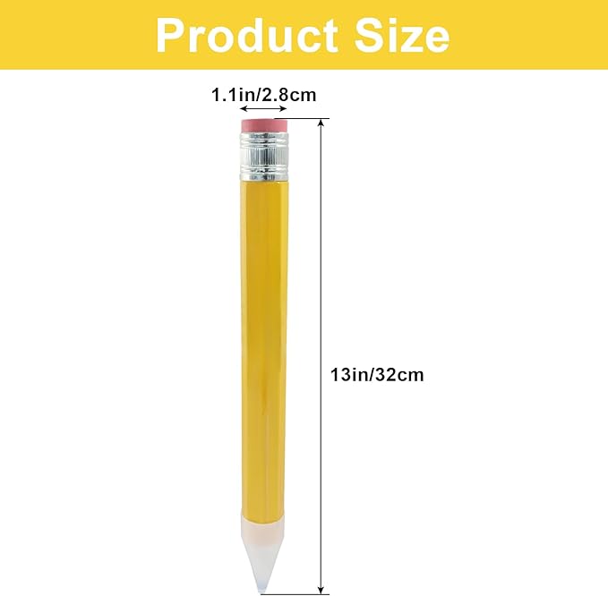 Zorfeter 3 PCS Yellow Giant Wooden Pencils with Eraser, Novelty Jumbo Pencil Prop Funny Giant Pencil for School Office Prop Supplies/Gifts