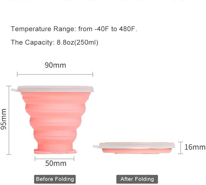 Collapsible Travel Cup | Silicone Folding Water Cups with Lids | Reusable Drinking Mugs Cup | Picnic Snacks Cups | Telescopic Camping Tumblers