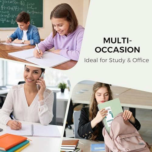 SKYDUE 8"x10.5" Spiral Notebook - College Ruled 100 Sheets, 1 Subject Notebook for School & Office, 3-Hole Punched Paper, Green