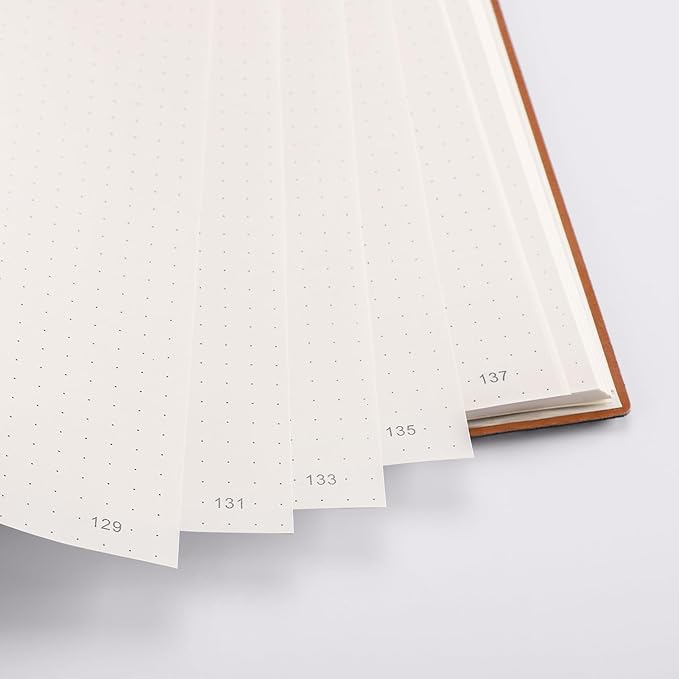 RETTACY Dotted Journal Notebook, 2-Pack, 192 Numbered Pages per Pack, B5 Medium Size (7.6'' × 10''), Leather Softcover, 100 GSM Thick Paper, for Journaling, Planning, Tracking (Black & Dark Green)