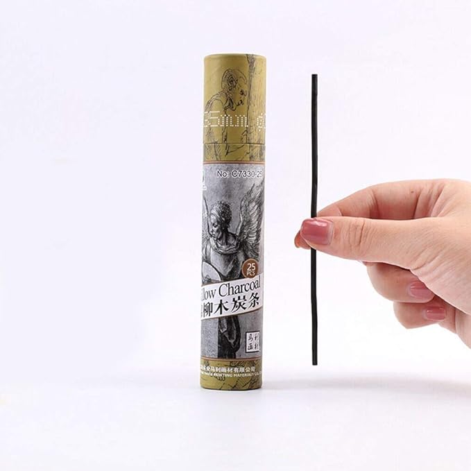 YYMIYU Drawing Pencils Set, Art Sketching Pencils Charcoal Set (Charcoal Sticks 2-4 mm 25pcs 25)