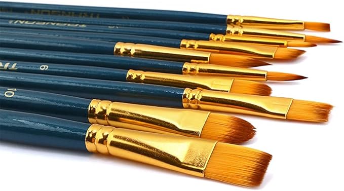 Transon 20pcs Bulk Artist Painting Brush Set for Acrylic Watercolor Gouache Hobby Craft Face Rock Painting Green Black