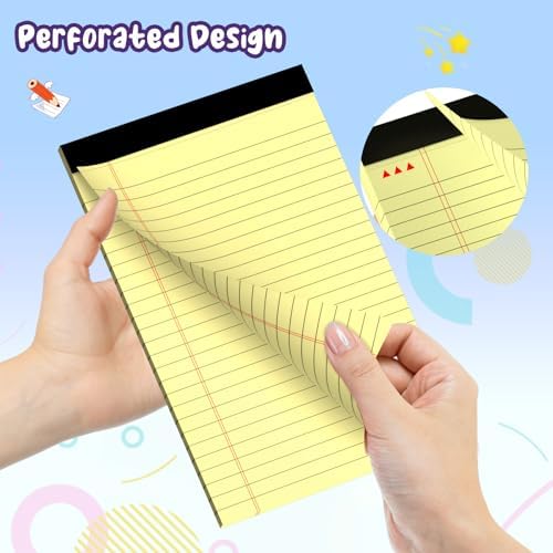 6 pcs Note Pads Legal Pads 5x8, Notebook College Ruled, Yellow Notepads