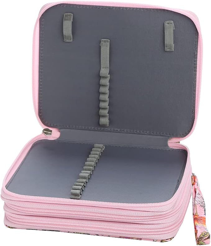 72 Slots Pencil Case Organizer w/Removal Handle Strap | 3-Layer Zipped Pencils Box Large for Colored Pencils Watercolor Pencils for Office and Travel for Artist