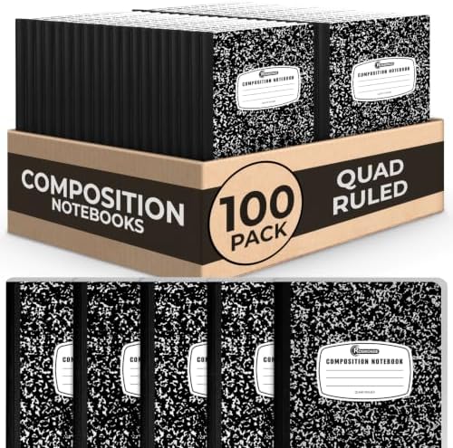 Rosmonde 100 Pack Bulk Graph Paper Composition Notebook, 100 Sheets