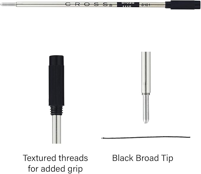 Cross Ballpoint Pen Refill - Refill for Consistent Ink Flow - Quick-Drying - Black - Broad - 2Pack