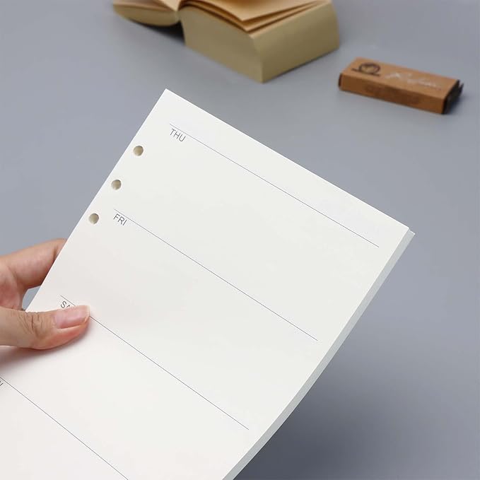 NatSumeBasics A5 Refills Paper 5" x 8" Undated Weekly Binder Planner Inserts 90 Sheets 6 Holes Pocket Notebook Papers for Personal Travel Journal Diary (2 A5 Weekly)