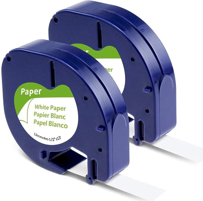 White Paper Tape Replacement for DYMO Letratag Refills White Paper 91330 10697 Label Maker Refills 1/2 x 13 12mm x 4m Compatible with DYMO LetraTag LT-100T Plus LT-100H QX50 Label Maker,2 Pack