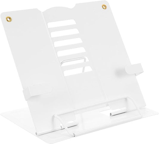 Multipurpose Tablet and Book Stand Holder, Desktop Reading Rack with Anti-Glare Design, Blue-White Portable Textbook and Kitchen Recipe Holder for Home and Office Use