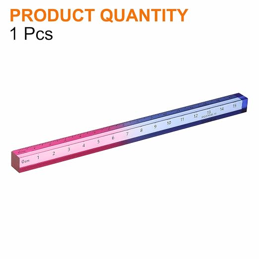HARFINGTON Acrylic Clear Straight Rulers 15cm Metric Transparent Gradient Three-Dimensional Plastic Ruler Square Cube Measuring Tool for Classroom Office, Blue-Pink