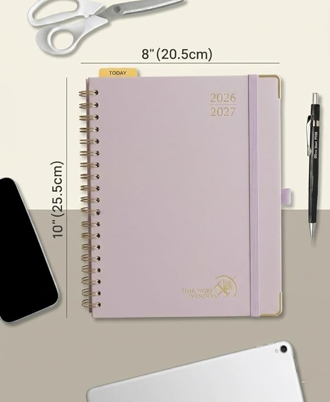 POPRUN 2026-2027 Monthly Planner, 18 Month Calendar (July 2026-Dec 2027), 7.5" x 9.5" B5 Spiral Hardcover Organizer with Dotted Note Pages, Professional Appointment Book for Business Office, Students & Teachers - Light Pink