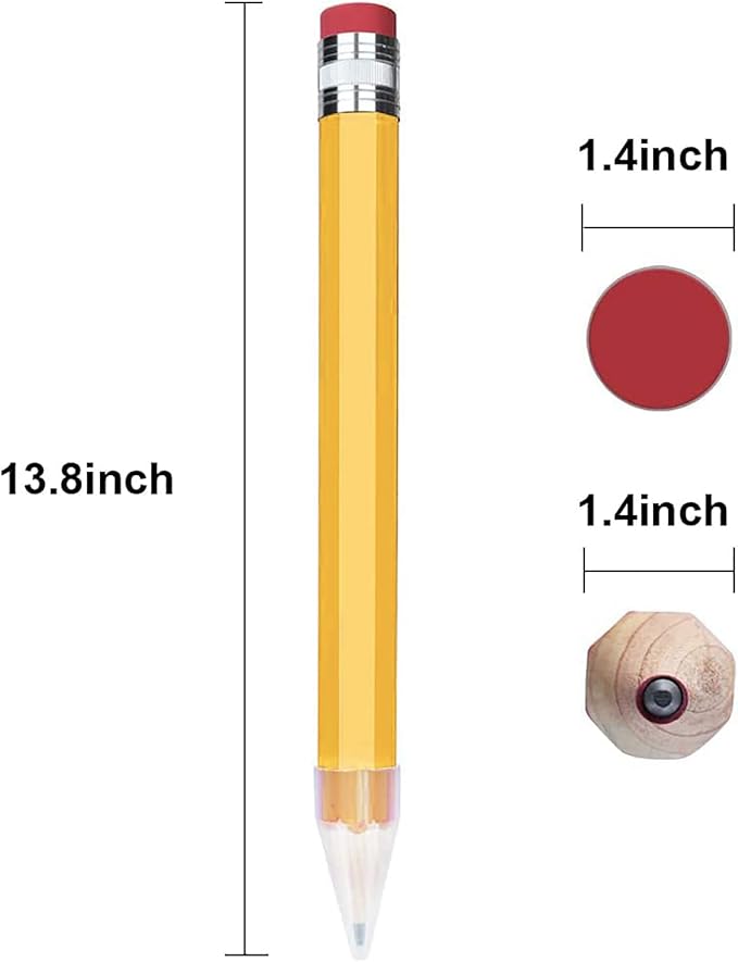 Giant Pencil, 14 Inch Big Jumbo Pencils, Funny Oversized Huge Comically Large Pencil with Cap for Prop/Gifts/Decor(Yellow)