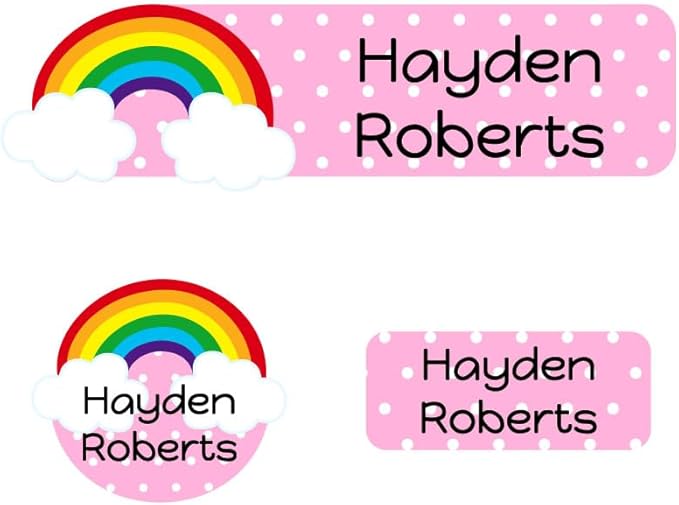 Name Bubbles - Kids Custom Name Labels for Daycare, School, Camp (102 Labels) - Personalized Waterproof Name Stickers for Clothes Tags, Lunch Boxes, Water Bottles, & School Supplies (Rainbow)