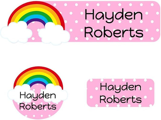 Name Bubbles - Kids Custom Name Labels for Daycare, School, Camp (102 Labels) - Personalized Waterproof Name Stickers for Clothes Tags, Lunch Boxes, Water Bottles, & School Supplies (Rainbow)
