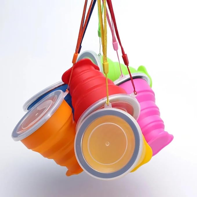 200ml Portable Silicone Folding Water Cup Outdoor Telescopic Collapsible Foldable Mug with Lid for Travel Camping