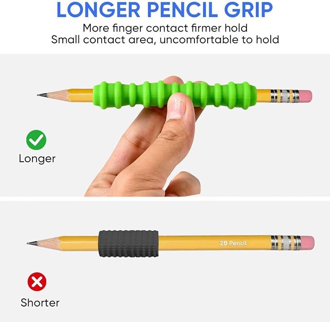 8-Pack Textured Silicone Pencil Grips–Sensory Fidget Sleeves for Kids& Adults,ADHD &Autism Anxiety Relief,Quiet Classroom&Travel Fidget Tool for Focus, Fidget Gifts Christmas Stocking Stuffers