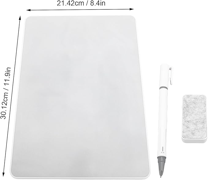 LICAEVEY Magnetic Dry Erase Board A4, Inkless Reusable Writing Board with 0.8mm Pen, Portable Desktop Whiteboard for Kids Drawing Note Taking Office