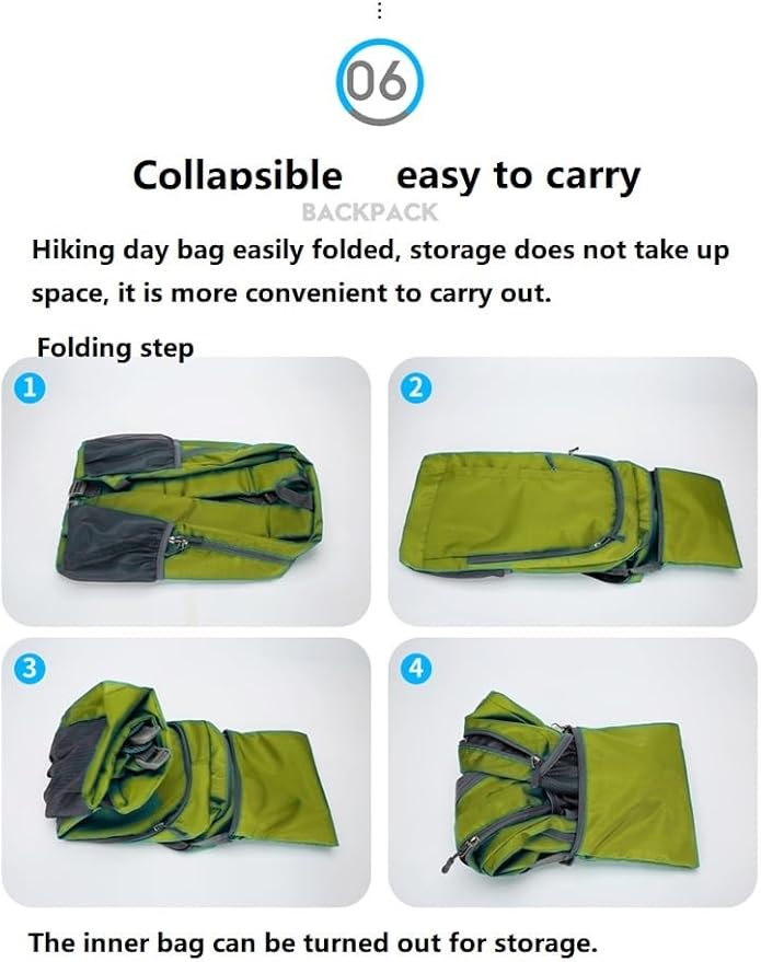 Ultra Lightweight-Packable-Hiking-Backpack Foldable Travel Camping Daypack Casual Outdoor Water-resistant 25L Bags (Green)
