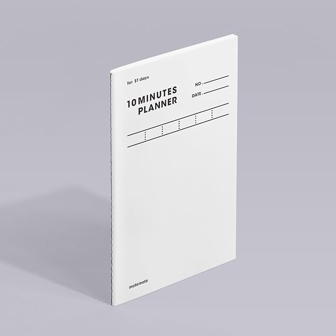 motemote 10-Minute Planner 31 DAYS – Undated Daily Planner with Time Blocking, Goal Setting & Reflection – Boost Productivity & Build Better Habits in Just 10 Minutes a Day, Lightweight & Portable, Study Plan, Color Chip Edition (White)