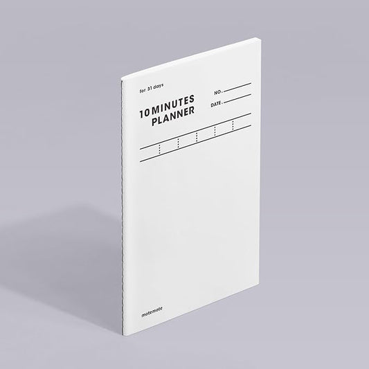 motemote 10-Minute Planner 31 DAYS – Undated Daily Planner with Time Blocking, Goal Setting & Reflection – Boost Productivity & Build Better Habits in Just 10 Minutes a Day, Lightweight & Portable, Study Plan, Color Chip Edition (White)