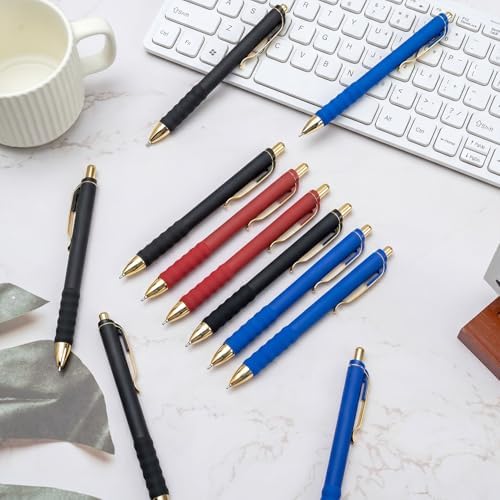 Linbsunne Ballpoint Pens Medium Point 1mm Pen with Super Soft Grip Ball Point Pen for Men Women Retractable Pens (Blue Ink+Black Ink+Red Ink)