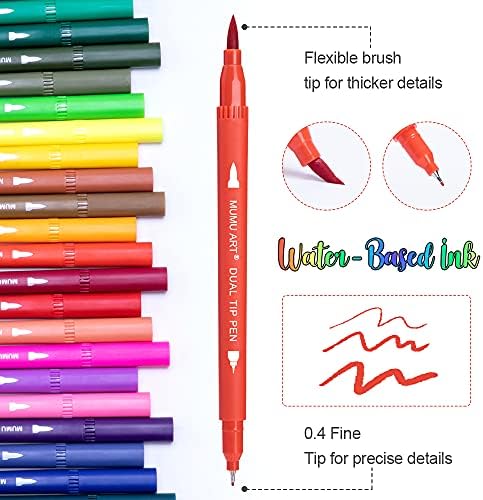 35 Dual Markers Pen for Adult Coloring Book, Coloring Brush Art Marker, Fine Tip Colored Pens for Bullet Journaling Drawing Planner (Pack of 3)