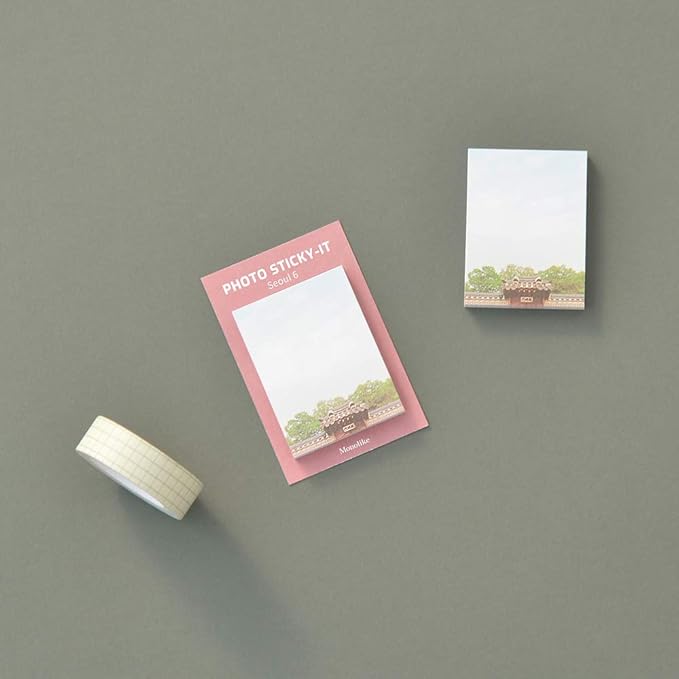 Monolike Photo Sticky-It 5p B Set - Seoul, Self-Adhesive Memo Pads for Diary Decor & Daily Planning, 50 Sheets Each