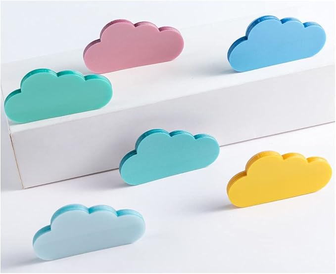 Cute Transparent Sticky Notes Self Adhesive Removable Waterproof Fun Colored Cloud Clear Sticky Notes 6 Pack