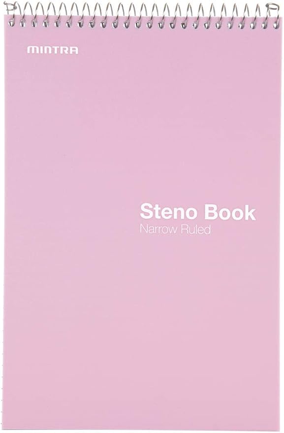 Mintra Office Steno Books Set - Top-Spiral Bound, Narrow Ruled, 100 White Tint Sheets, Pastel Covered Notebooks for Office & School, Colorful Lavender, Sage, Salmon, Spring Pink,6"x9", 8 Pack