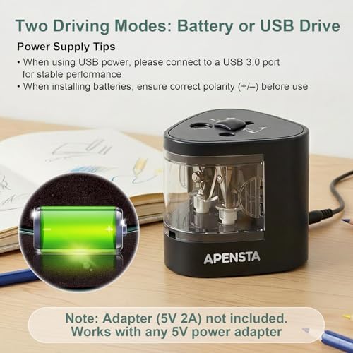 Automatic Electric Pencil Sharpener, Dual Hole, 6-12mm