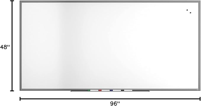 Staples TRU RED Magnetic Porcelain Dry Erase Board, Gunmetal Frame, 8-ft x 4-ft (TR61188)