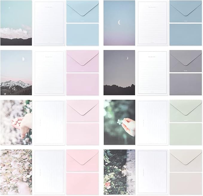 Monolike Photo Letter Paper and Envelopes Set - 8Type, 32 Letter Paper + 16 Envelopes
