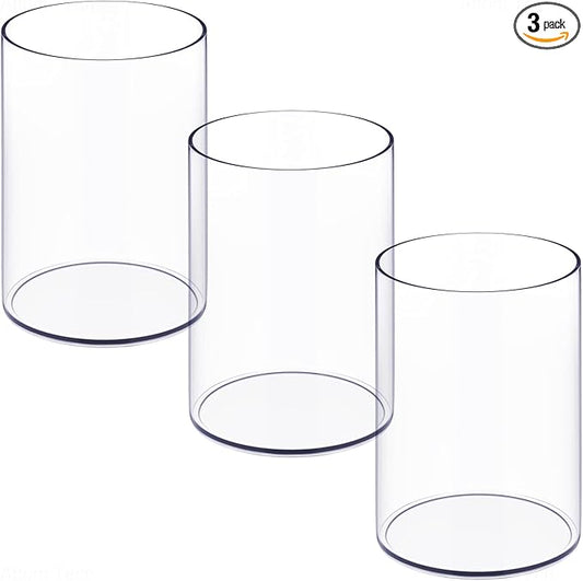 Stylish Clear Acrylic Desk Organizer Pen and Pencil Holders Set of 3, Round Makeup Brush Storage Perfect for Home, School and Office Supplies