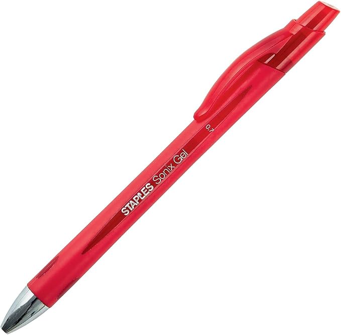STAPLES Sonix Retractable Gel Pens, Medium Point, Red Ink, 36/Carton | Retractable gel pens for everyday writing tasks