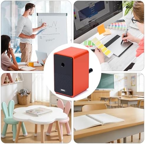 Deli Manual Pencil Sharpener, Deep Red