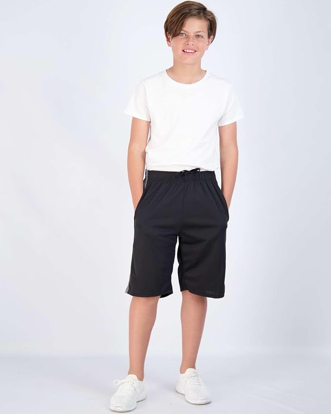 Real Essentials 5 Pack: Boys' Mesh Basketball Athletic Shorts with Pockets – Teen Kids Youth Quick Dry Soccer Running Gym