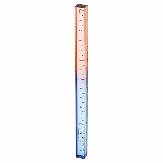 HARFINGTON Acrylic Clear Straight Rulers 15cm Metric Transparent Gradient Three-Dimensional Plastic Ruler Square Cube Measuring Tool for Classroom Office, Blue-Orange