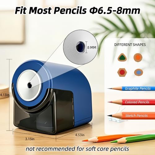 deli Electric Pencil Sharpener,Heavy Duty Pencil Sharpener, Blue