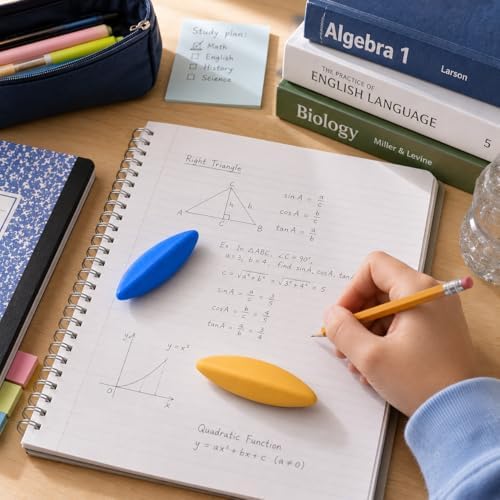 Triangular Erasers, Pencil Eraser with Clean Dust-Free Erasing, Ergonomic Grip Design, Erasers for Pencils, Rubber Eraser Colorful 8-Pack for Kids, School, Office & Home