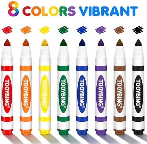 8 Count Washable Markers for Kids, Broad Line Markers with Conical Tip, Assorted Colors, Drawing Essentials for School Classroom, Student Teacher Must Have for Coloring Book, Art & Craft Supplies