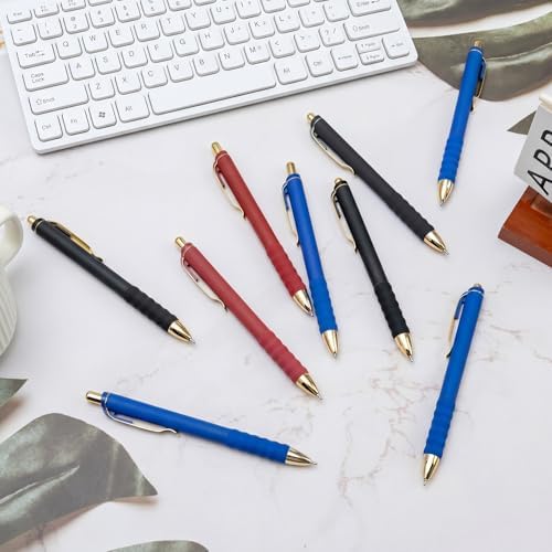 Linbsunne Ballpoint Pens Medium Point 1mm Pen with Super Soft Grip Ball Point Pen for Men Women Retractable Pens (Blue Ink+Black Ink+Red Ink)