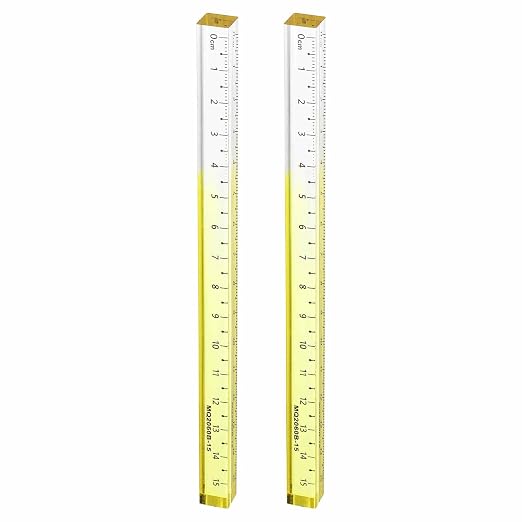 HARFINGTON 2pcs Acrylic Clear Straight Rulers 15cm Metric Transparent Gradient Three-Dimensional Plastic Ruler Square Cube Measuring Tool for Classroom Office, Yellow