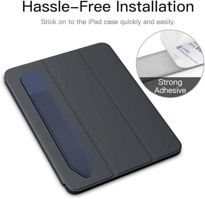 MoKo Pencil Holder Sticker Fit Apple Pencil Pro/ (USB-C)/ 1st/ 2nd Generation, Elastic Pencil Pocket Pouch Adhesive Sleeve Attached to iPad Case for Stylus Pens, 2 Pieces Dark Blue