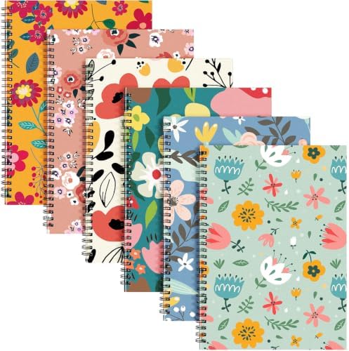 Fuutreo 6 Pack Spiral Notebook 10.5x7.45 Notebook,Colorful,Floral