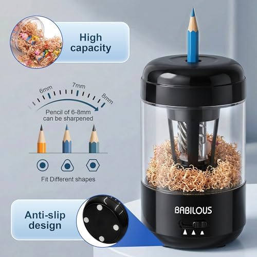 Babilous Rechargeable Electric Pencil Sharpener with Auto Feed & Auto Eject