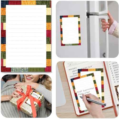 2 Pack Lined Sticky Notes 4x6 in, Cute Self-Stick Notepads with Lines, Large Memo Pads Strong Adhesive for Office, Home Colorful Plaid